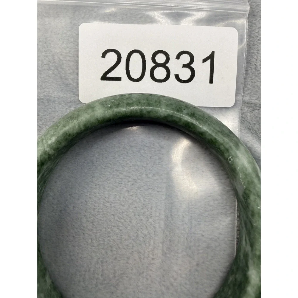 Vintage Bangle Bracelet‎ Green Polished Stone Chunky Size 7.5
